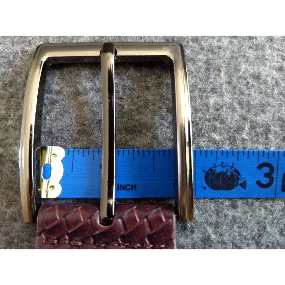 Braided‎ Brown Leather Belt Silver Tone Buckle Federato in Pelle Mens 51